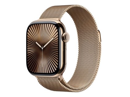 Apple Watch Series 10 GPS + Cellular 46mm Gold Titanium Case with Gold Milanese Loop - M/L