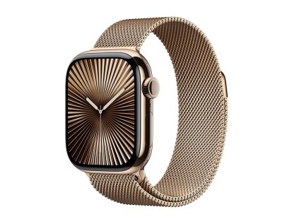 Apple Watch Series 10 GPS + Cellular 42mm Gold Titanium Case with Gold Milanese Loop