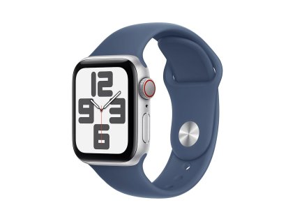 Apple Watch SE GPS + Cellular 40mm Silver Aluminium Case with Denim Sport Band - M/L