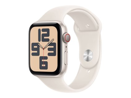 Apple Watch SE GPS + Cellular 44mm Starlight Aluminium Case with Starlight Sport Band - M/L