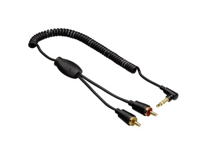 Hama audio kábel 2 cinch - jack 90 st., špirálový, 0,75 m