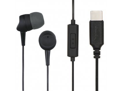 Hama slúchadlá s mikrofónom Sea USB-C, štuple, čierne