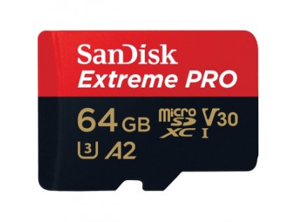 SanDisk Extreme PRO microSDXC 64 GB + SD Adapter 200 MB/s and 90 MB/s  A2 C10 V30 UHS-I U3