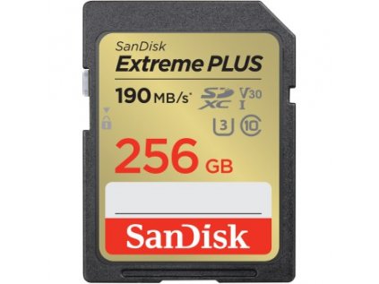 SanDisk Extreme PLUS 256 GB SDXC Memory Card 190 MB/s and 130 MB/s, UHS-I, Class 10,...