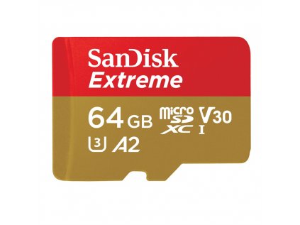 SanDisk Extreme microSDXC 64 GB + SD Adapter 170 MB/s and 80 MB/s A2 C10 V30 UHS-I U3