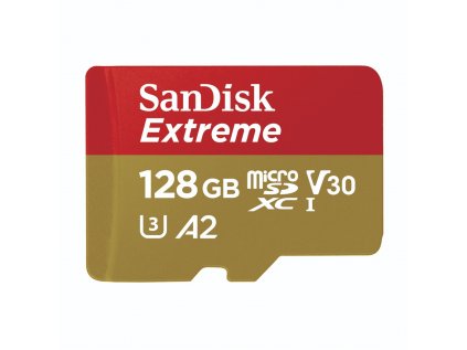 SanDisk Extreme microSDXC 128 GB + SD Adapter 190 MB/s and 90 MB/s A2 C10 V30 UHS-I U3