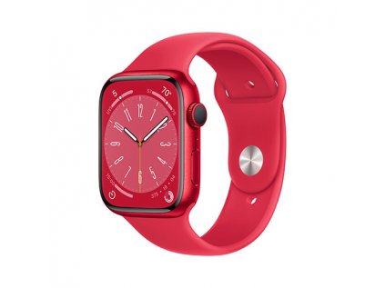 apple watch series 8 gps 45mm product red aluminium case with product red sport band regular i136949
