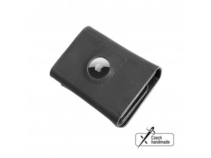 Kožená peňaženka FIXED Tripple Wallet for AirTag z pravej hovädzej kože,(čierna)