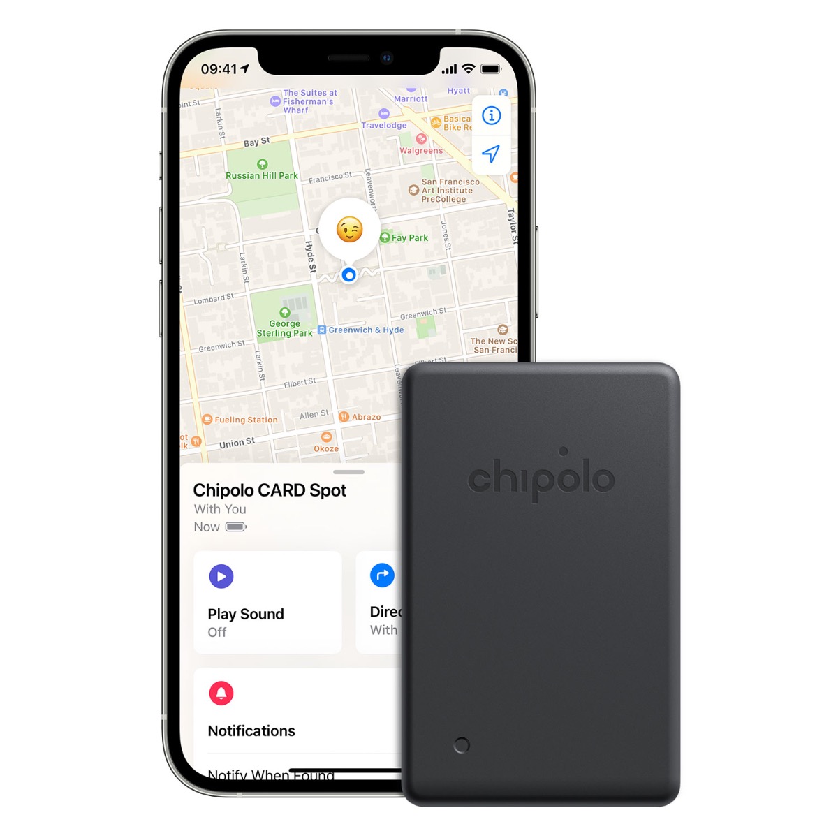 Chipolo CARD Spot– Chytrý vyhľadávač peňaženky, čierny CH-C21R-GY-R-EN