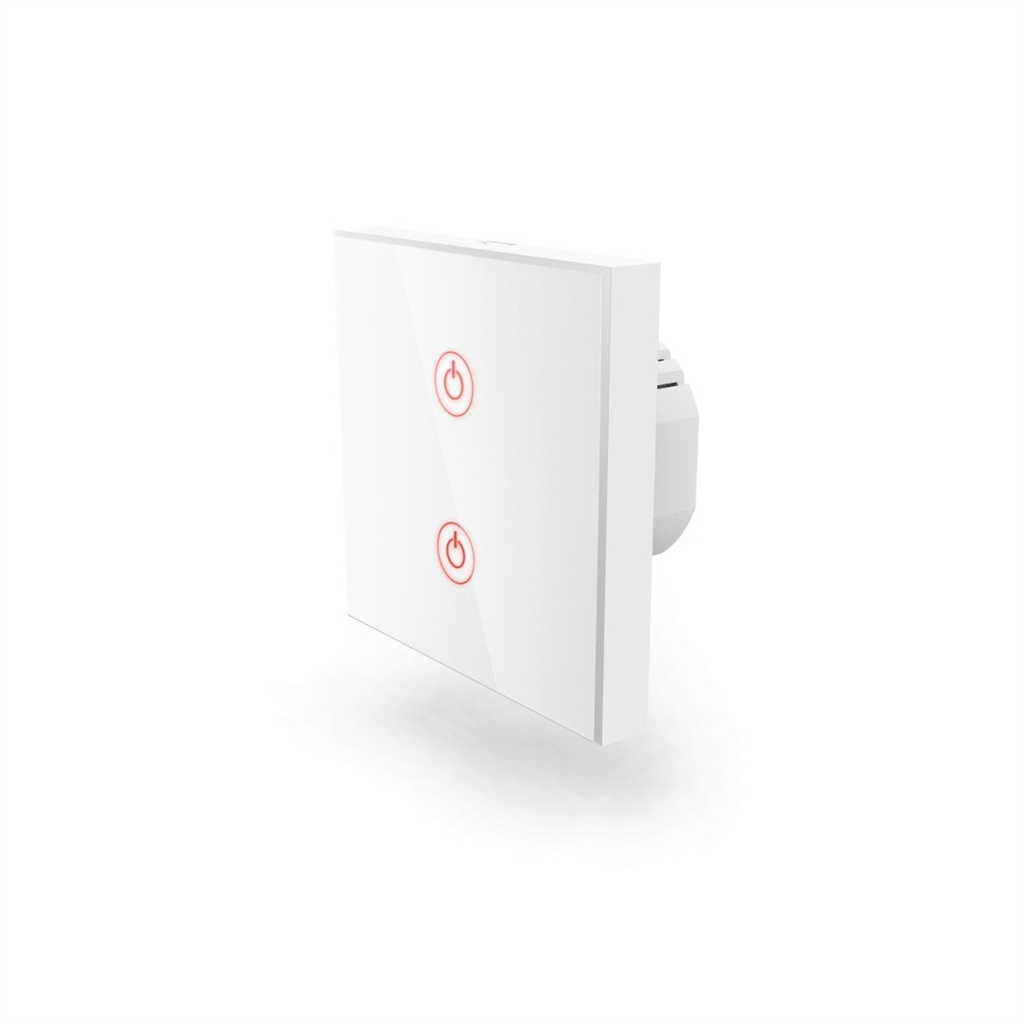 Hama SMART WiFi dotykový nástenný vypínač, dvojitý, vstavaný, biely 85365080