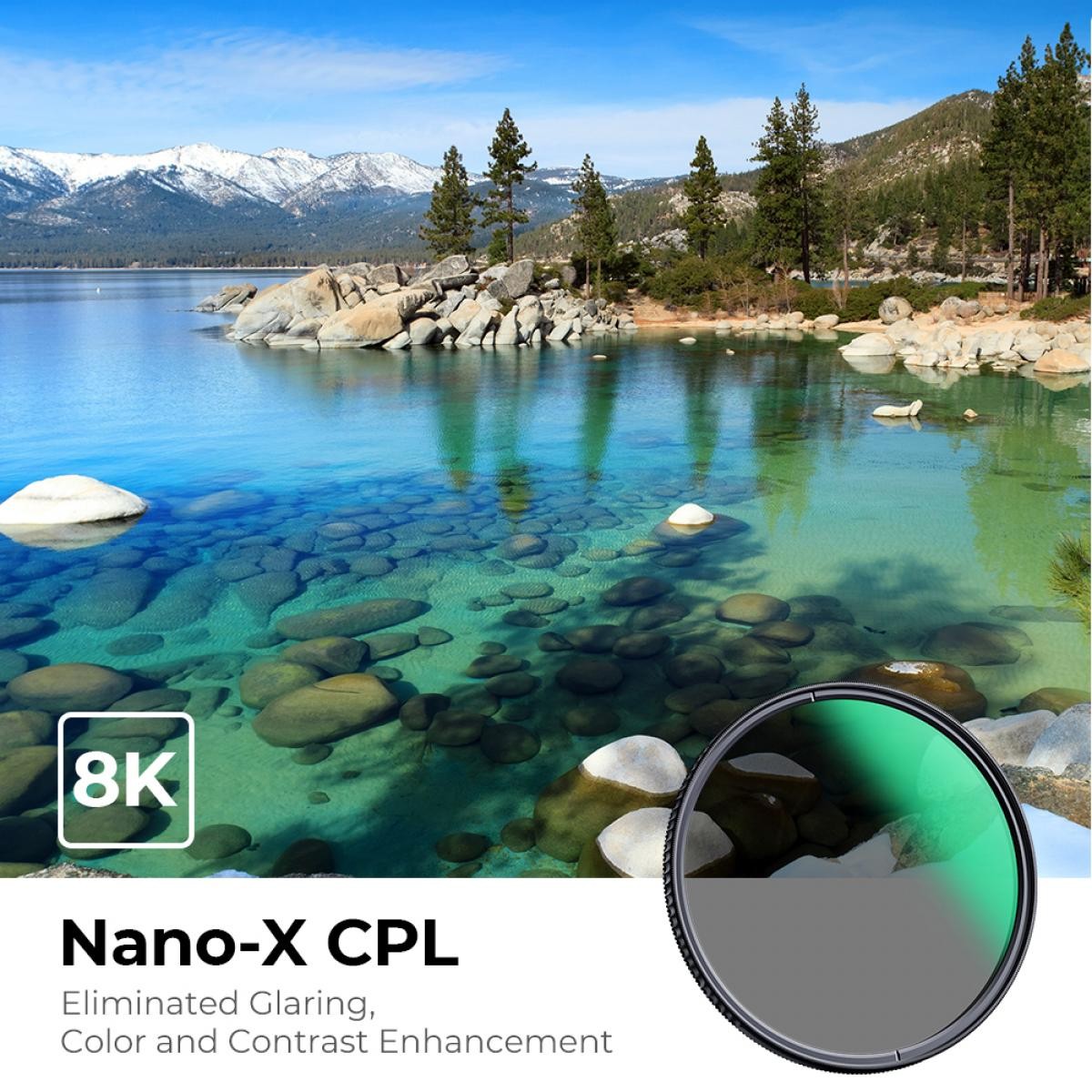 K&F Concept Filter K&F 112MM XC15 Nano-X B270 CPL, HD, vodeodolný, odolný voči poškriabaniu, so zeleným povrchom 35725