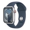 Apple Watch Series 9 GPS + Cellular 45mm Silver Aluminium Case with Storm Blue Sport...