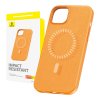 Magnetické puzdro na telefón Baseus Fauxther Series pre iPhone 15 Plus (oranžové)