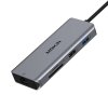 MOKiN 9v1 USB-C dokovacia stanica pre 2x USB 3.0 + USB 2.0 + 2x HDMI + SD/TF + RJ45 + PD (strieborná)