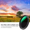K&F Concept K&F 49MM, séria D, multifunkčný filter CPL+variabilný/fader ND 2~32, HD, vodotesný, odolný proti poškriabaniu