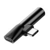 Baseus Audio adaptér USB-C na Mini Jack 3,5 mm + USB-C (čierny)