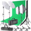 Neewer sada 3x mušelínové pozadia, 2x softbox, 4x statív + príslušenstvo