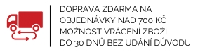 Doprava zdarma na objednávky nad 700 Kč. Možnost vrácení zboží do 30 dnů bez udání důvodu.