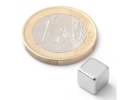 Neodymový magnet hranol 7x7x7 mm, N42, poniklovaný