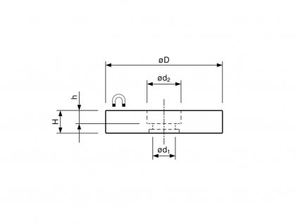 Neodymový pogumovaný magnet se středovou dírou 22x4x6 mm