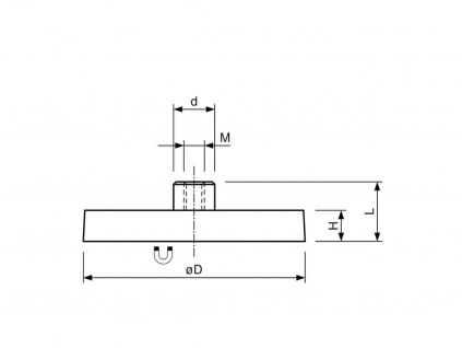 Neodymový pogumovaný magnet se závitovým pouzdrem 22x11,5x6 mm