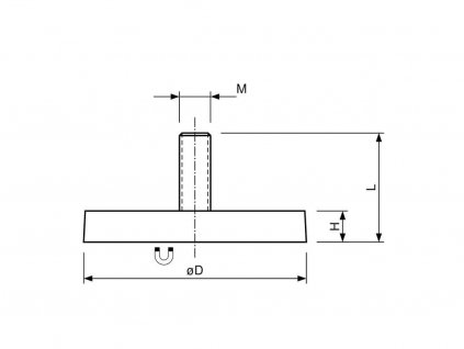 Neodymový pogumovaný magnet s vnějším závitem 12x15,5x7,5 mm