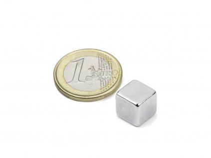 Neodymový magnet hranol 10x10x10 mm, Neodym, N42, poniklovaný
