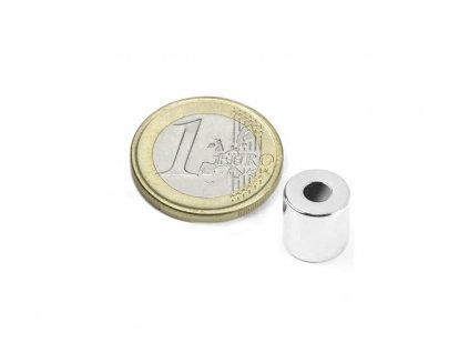 Neodymový magnet mezikruží D 10/4 mm, H 5 mm, Neodym, N42, poniklovaný