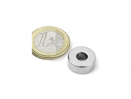 Neodymový magnet mezikruží D 15/6 mm, H 6 mm, Neodym, N42, poniklovaný