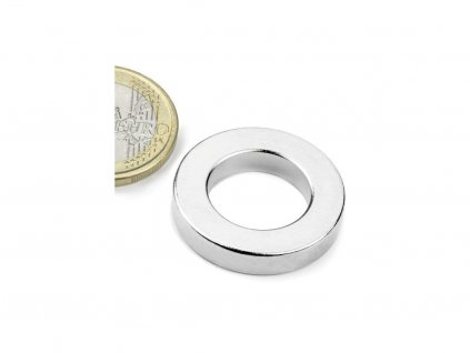 Neodymový magnet mezikruží D 26.75/16 mm, H 5 mm, Neodym, N42, poniklovaný