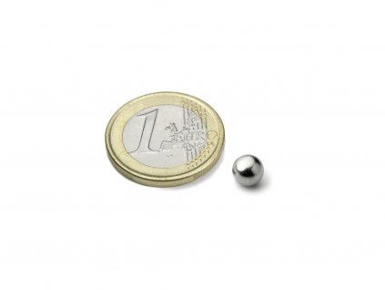 Neodymový magnet koule D 6 mm, Neodym, N38, pochromovaný
