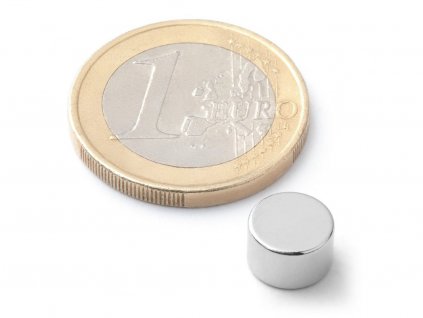 Neodymový magnet válec D 8x5 mm, Neodym, N42, poniklovaný