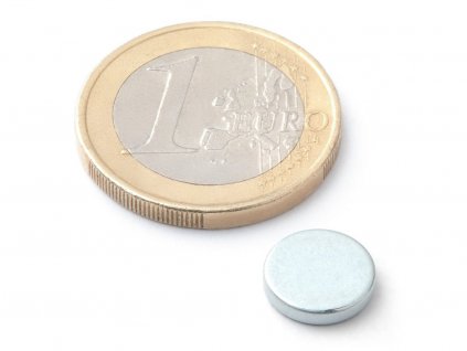 Neodymový magnet válec D 10x2 mm, Neodym, N38, pozinkovaný
