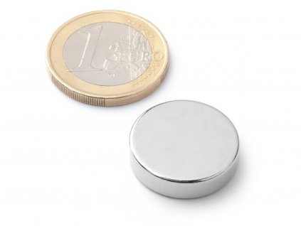 Neodymový magnet válec D 20x5 mm, Neodym, N38, poniklovaný