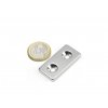 Neodymový magnet hranol 40x20x4 mm,s vrtáním a zahloubením, N35,poniklovaný