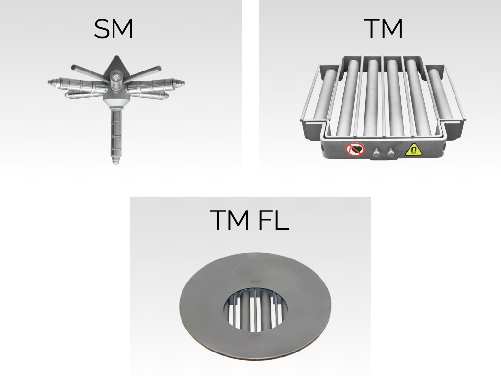 Unterschiede zwischen den Magnetabscheidern SM, TM und TM FL für den Trichter von Spritzgießmaschinen