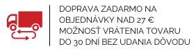 Doprava zadarmo na objednávky nad 27 €. Možnosť vrátenia tovaru do 30 dní bez udania dôvodu.