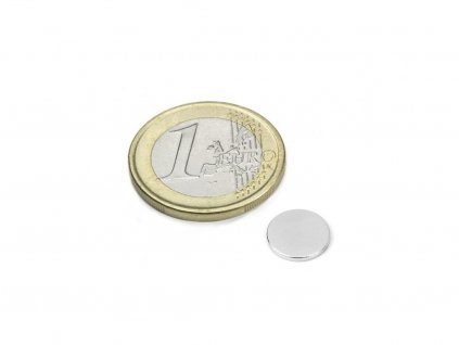 Neodymový magnet valec D 10x1.5 mm, Neodym, N52, ponikelovaný