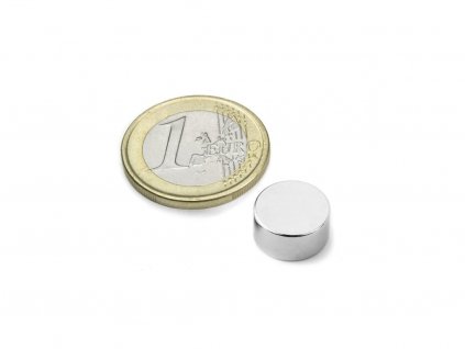 Neodymový magnet valec D 12x6 mm, Neodym, N45, ponikelovaný