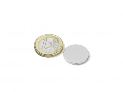 Neodymový magnet valec D 20x2 mm, Neodym, N52, ponikelovaný