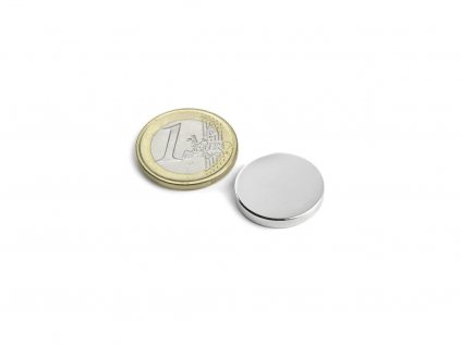 Neodymový magnet valec D 20x3 mm, Neodym, N45, ponikelovaný