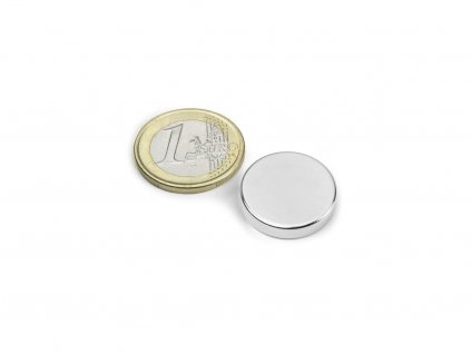 Neodymový magnet valec D 20x4 mm, Neodym, N42, ponikelovaný