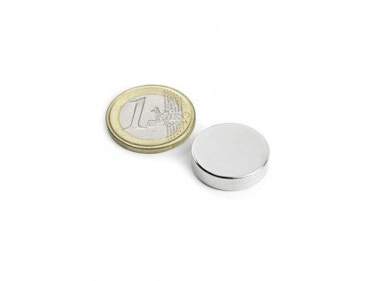 Neodymový magnet valec D 20x6 mm, Neodym, N42, ponikelovaný