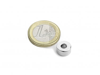 Neodymový magnet medzikružie D 10/4 mm, H 5 mm, Neodym, N42, ponikelovaný