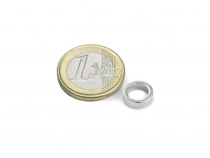 Neodymový magnet medzikružie D 10/7 mm, H 3 mm, Neodym, N45, ponikelovaný, diametral magnetisiert