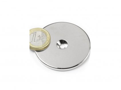 Neodymový magnet medzikružie D 50/4.5 mm, H 4 mm,s vrtaním a zahĺbením, N35,ponikelovaný