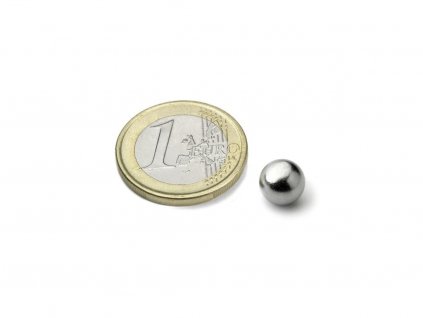 Neodymový magnet guľa D 8 mm, N38, pochromovaný