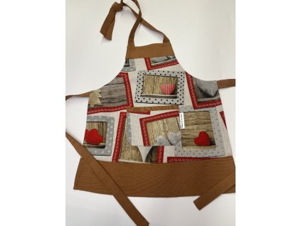 Vánoční zástěra dětská se srdíčky