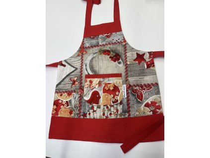Dětská vánoční zástěra - červená