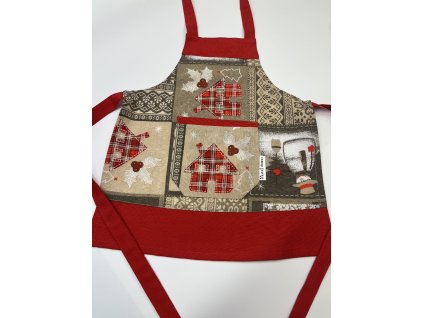 Dětská vánoční zástěra s chaloupkou